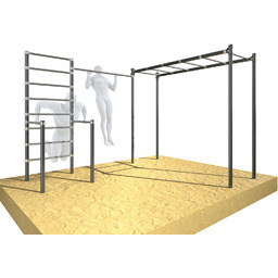 UNDERFIT Drabinka gimnastyczna ogrodowa z drążkiem i poręczami