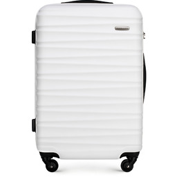 Średnia walizka z ABS-u z żebrowaniem biała