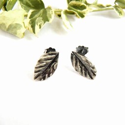 Mini listki szare II - kolczyki srebrne