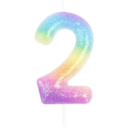 Świeczka cyferka kolorowa ombre - 2 - dwa