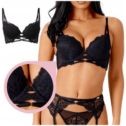 Gossard SUSPENSE biustonosz półgorset usztywniany koronkowy czarny 36D/80D