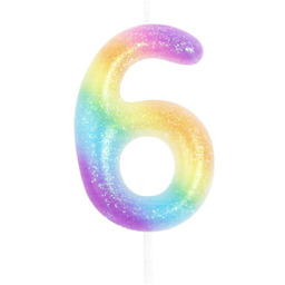 Świeczka cyferka kolorowa ombre - 6 - sześć