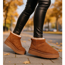 Kozaki śniegowce krótkie karmelowe ocieplane /B4-1 18351 T266/