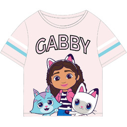 Bawełniany crop top dla dziewczynki różowy Koci Domek