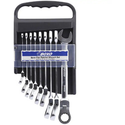 Klucze płasko oczkowe z grzechotką BOXO 8-19mm 9szt