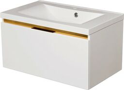 Szafka łazienkowa biała 80cm DIAMOND GOLD z umywalką