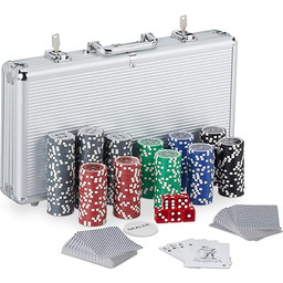 Relaxdays 10031551 walizka do pokera, 300 laserowych żetonów