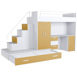 Meblościanka z biurkiem i 2 łóżkami Raj 5