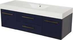 Szafka wisząca z umywalką granatowy mat 140 cm