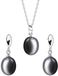 ALICE Nero komplet biżuterii czarne perły S