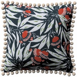 Poszewka Wera na poduszkę, kwiaty na granatowym tle,