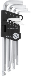 Vorel Klucze sześciokątne /hex/ 2-10mm, cr-v, kpl. 9