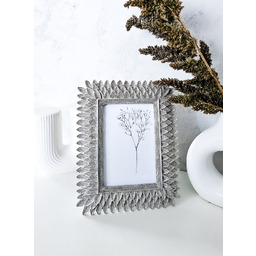 RAMKA NA ZDJĘCIE srebrna, dekoracyjna ramka, motyw liści