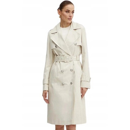 Guess Klasyczny Beżowy Płaszcz Trencz z Paskiem L