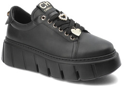 Chebello Czarne Sneakersy Modne Obuwie Damskie Na Platformie