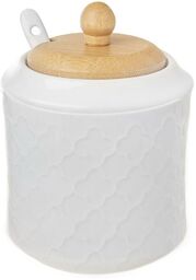 Cukierniczka z łyżeczką porcelanowa biała WHITELINE 350 ml