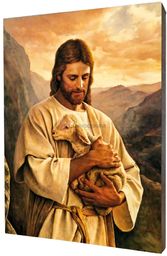Obraz na desce lipowej - Jezus Dobry Pasterz
