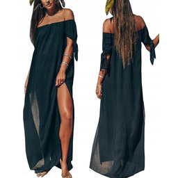 Długa Tunika Plażowa Letnia Sukienka Damska Pareo