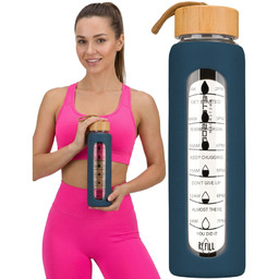 Motywacyjna butelka na wodę szklana pojemna 960ml