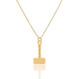 Naszyjnik srebrny pozłacany z młotem Thor''a 42 CM