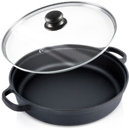 Patelnia żeliwna głęboka ze szklaną pokrywką CAST LINE