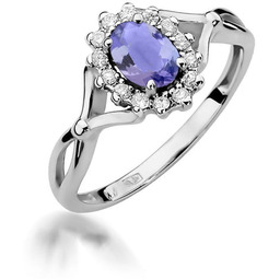 Złoty pierścionek Tanzanit 0,40ct białe złoto pr. 585