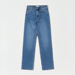 Sinsay - Jeansy straight high waist - Niebieski