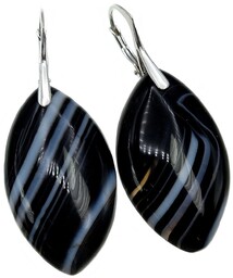 Naturalny Sardonyks Piękne Kolczyki Srebro