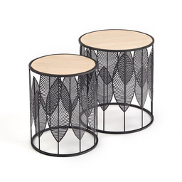 Folla zestaw 2 ław czarny / naturalny halmar