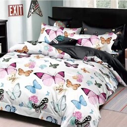 Pościel satynowa dwustronna 200x220 Elena 313 Motylki 3cz