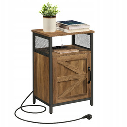 Szafka Nocna Przyłóżkowa Brązowa Uniwersalna z Zasilaniem Sieciowy