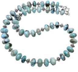 Naturalny Larimar Przepiękny Naszyjnik Srebro