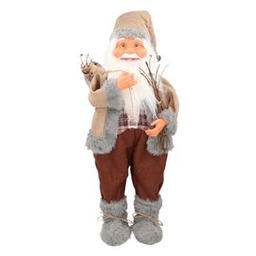 Figura tekstylna Mikołaj 66 cm brązowo-szary