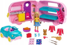 Barbie Zestaw do zabawy z przyczepą kempingową, lalką