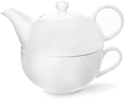 Dzbanek z filiżanką do herbaty porcelanowy biały 2