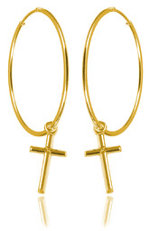 Eleganckie pozłacane srebrne kolczyki gładkie koła kółka 3cm