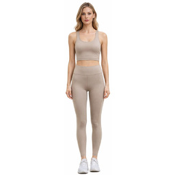 REEBOK LEGGINSY SPORTOWE BEŻOWE Z WYSOKIM STANEM XS