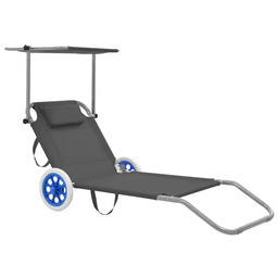 Edinos Szary leżak ogrodowy z kółkami P7-L64