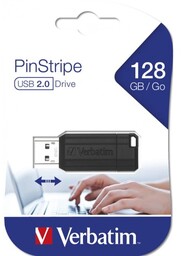 Verbatim Pendrive USB-A 2.0 PinStripe 128GB, czarny