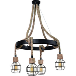 Lampa IL MIO ROPE ALEGRA 4xE27 lina konopna+czarna