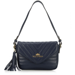 Damska torebka skórzana pikowana z chwostem ciemny granat