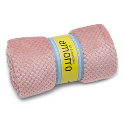 Koc Mikrofibra Żakardowa Amorro Jednolity Róż Kwarcowy 200x220