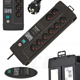 Listwa Przeciwprzepięciowa Zabezpieczenie 60A Przedłużacz 8 Gniazd Kabel