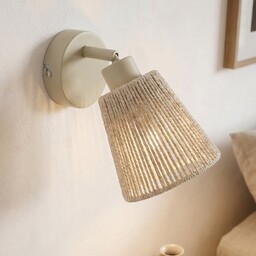 Lampa Ścienna Lindby, Anuva, ściemnialny, beżowy, sypialnia, papier