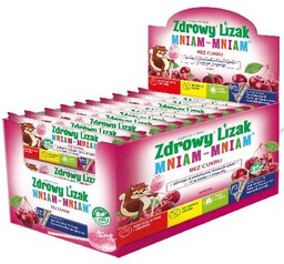 Zdrowy Lizak MNIAM-MNIAM wiśnia kształt łezki, 40 szt.