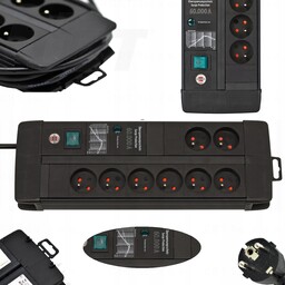 Listwa Zasilająca Przeciwprzepięciowa 60A Przełużacz 8 Gniazd 3m