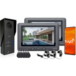 Wideodomofon Dwurodzinny WiFi 2 Monitory Brelok 7" Aplikacja