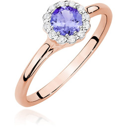 Złoty pierścionek Tanzanit 0,50ct różowe złoto pr. 585