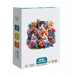 PUZZLE DREWNIANE KOTKI W KWIATACH 135 EL UKŁADANKA