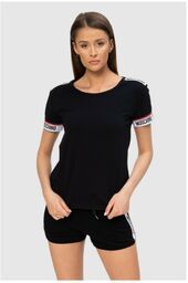 MOSCHINO Czarny t-shirt z pagonami z logo, Wybierz